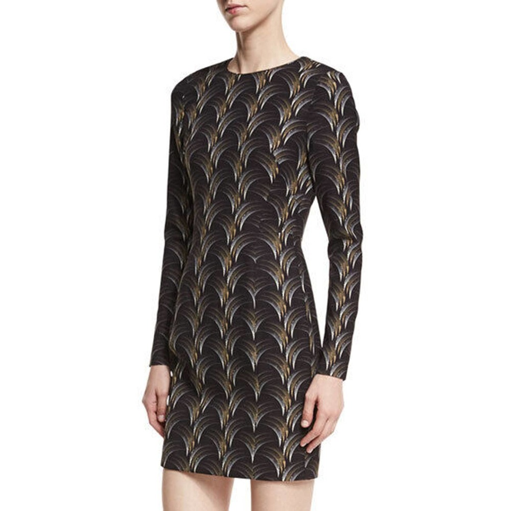 Black Halo Lively Moonglow Geometric Print Long Sleeve Mini Sheath Dress Size 12